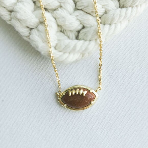 Alicia Bonnie Football Gold Orange Gold Sandstone Necklace - Picture 1 of 4